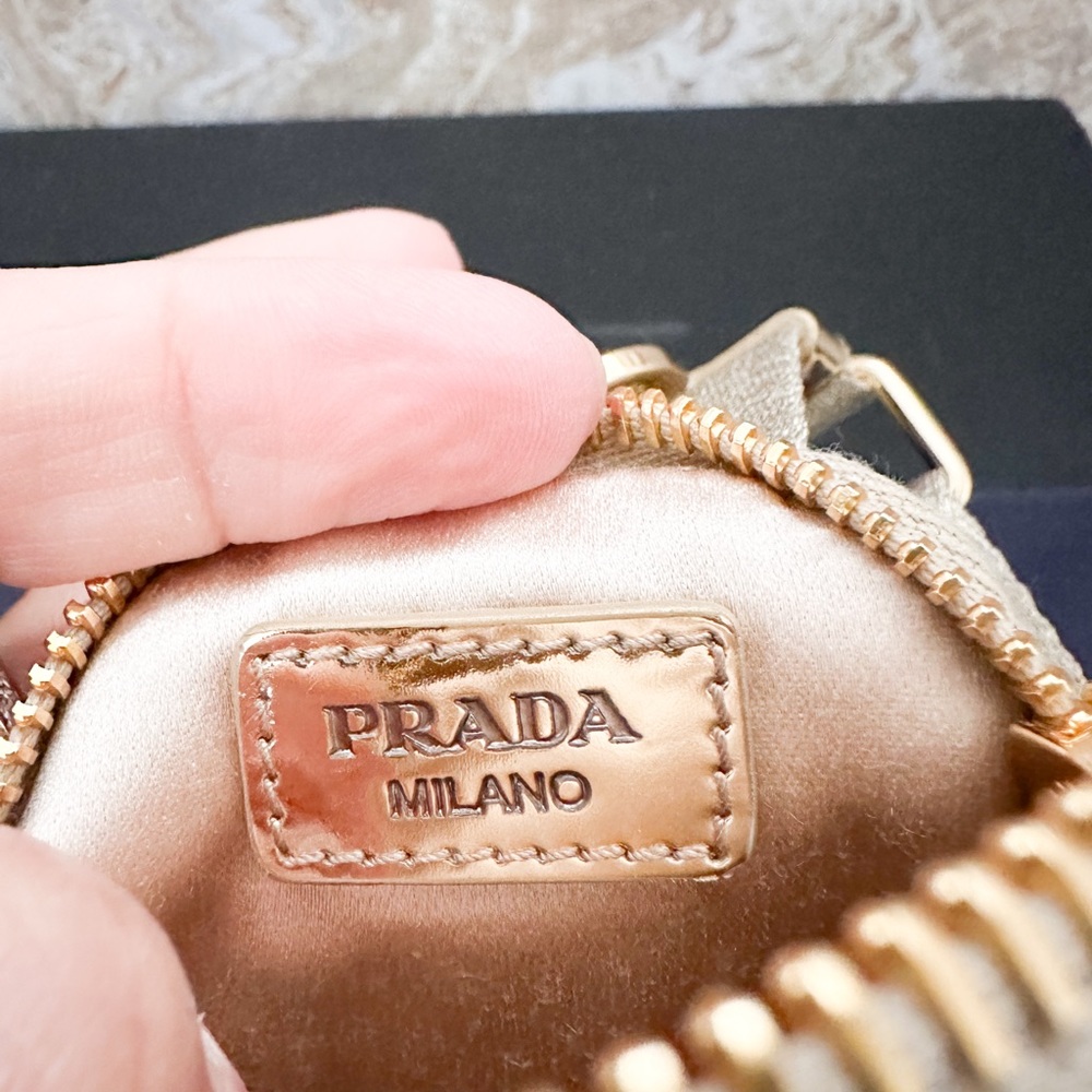 In Stores! Prada Crystal Embellished Metallic Re-Edition 2005 Gold Shoulder Bag - Picture 10 of 16